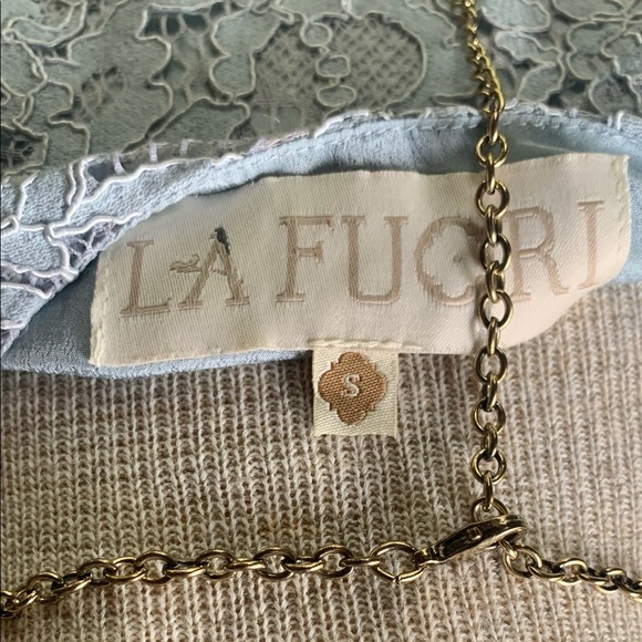 La Fuori Luna Tie Hem Wrap Top in Blue Lace. Size Small. NWOT - Picture 11 of 11